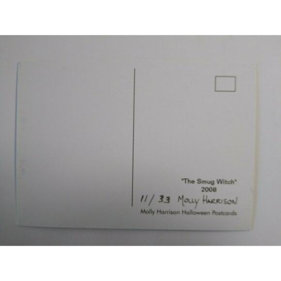 Halloween Postcard Molly Harrison Smug Witch Gothic Fantasy Cat 2008 Ltd. To 33 - Picture 3 of 5